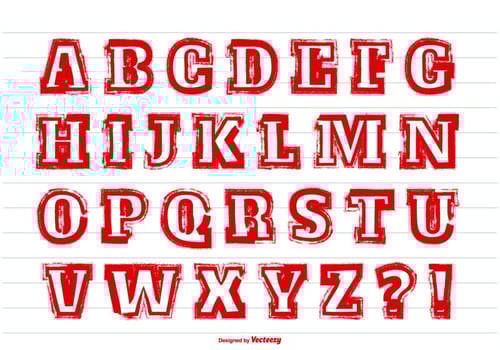 Messy Red Paint Alphabet Set vector