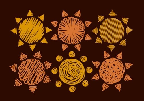 Set Of 6 Hand-drawn Vector Suns