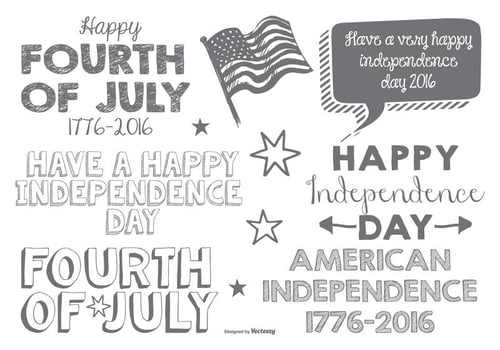 Cute Sketchy Fouth of July Typographic Labels vector