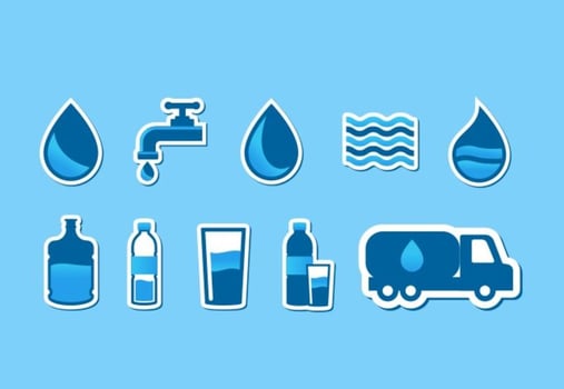 Agua Water Icon Set vector