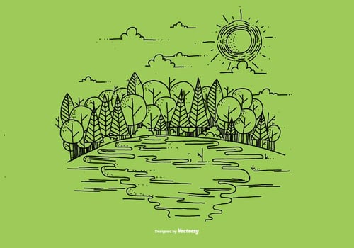 Outdoor River Scene Vector Background