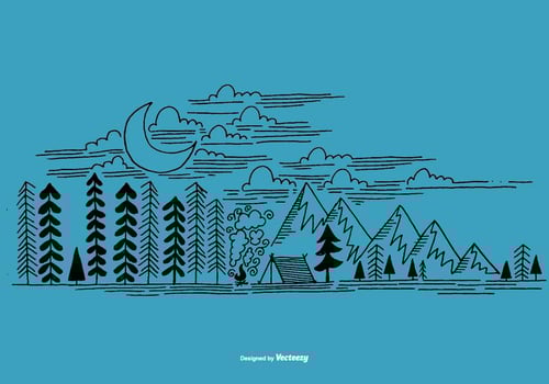 Hand Drawn Outdoor Camping Scene Vector