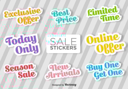 Typographic Sale Vector Stickers