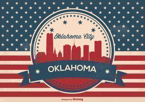 Oklahoma City Retro Skyline Illustration vector
