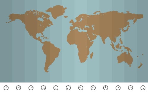 Correct Hour Around the World Vector Map