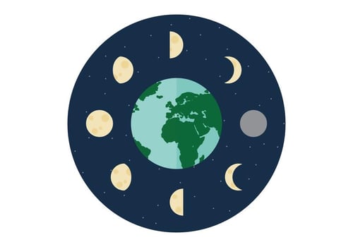 Moon phases around the Earth vector