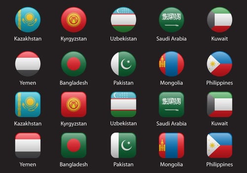 Asia Flags Set 2 vector