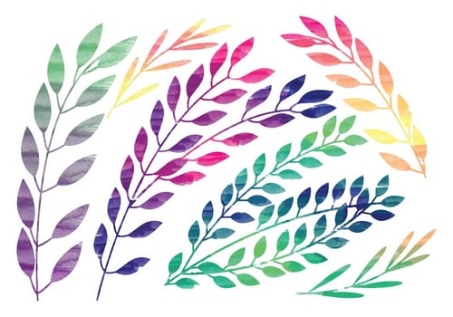 Vector Rainbow Watercolor Branches