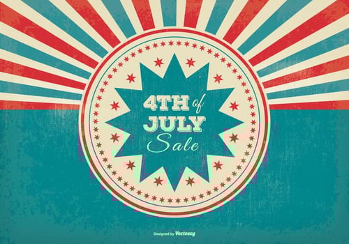 Retro Sunburst Style 4th of July Sale Illustration vector