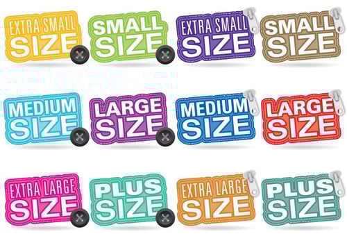 Clothes Size Titles vector