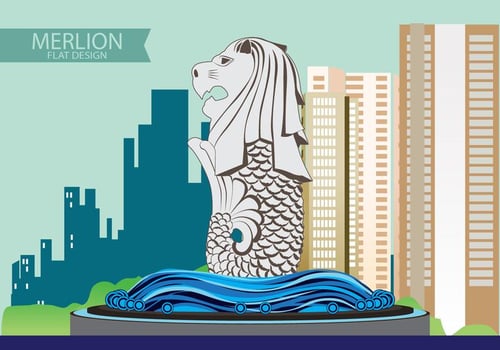 Illustration of Merlion Flat design vector