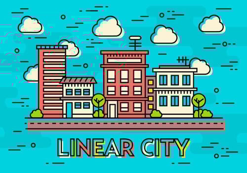 Free Teal Flat Linear Design Vector Image Concept