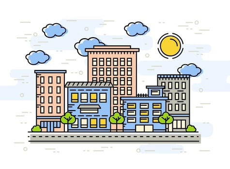 Free Flat Linear City Vector