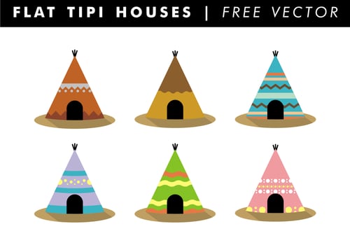 Flat Tipi Houses Free Vector