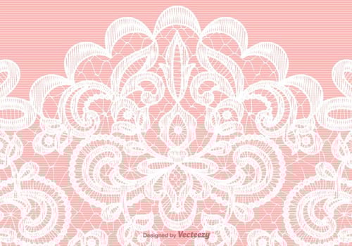 Vector White Lace Texture On Pink Background