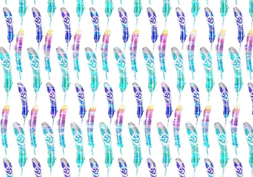 Vector Bright Watercolor Bohemian Feather Pattern