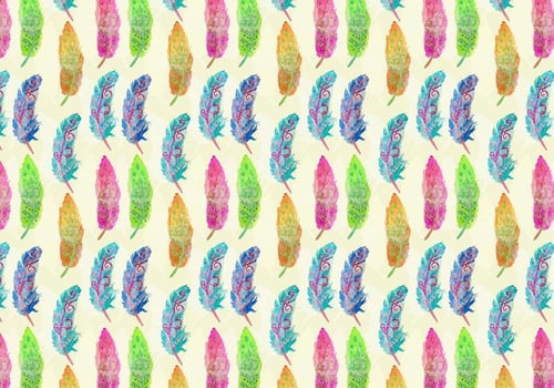 Vector Watercolor Bohemian Feather Pattern