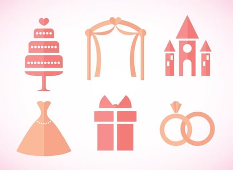 Wedding Pink Icons vector