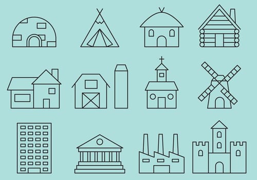 Building Line icons vector