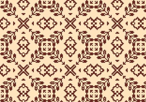 Stitching Brown Floral Pattern vector