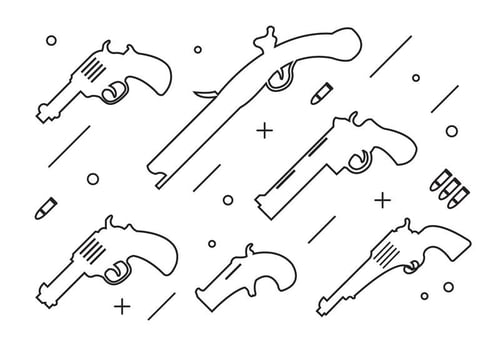 Collection of Thin Style Gun Shapes  vector