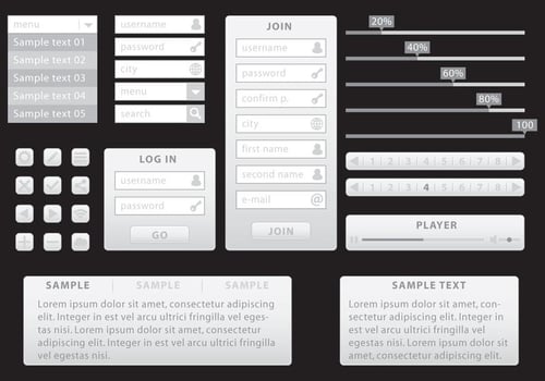 Gray Minimalist Web Kit vector