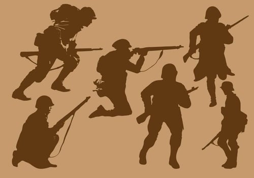 World War 2 Soldier Silhouette Vectors
