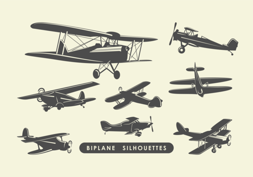 Biplane Silhouettes  vector