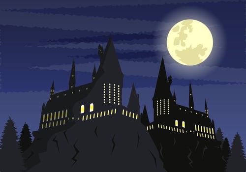 Spooky castle school in the moonlight vector