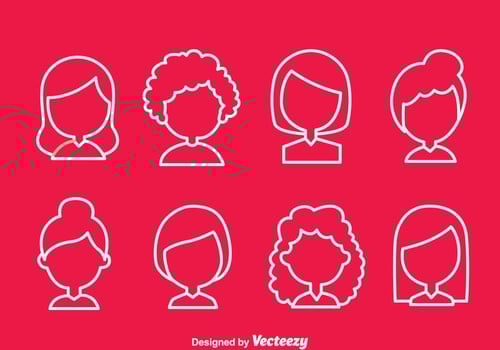 Woman Simple Hair Style Icons vector