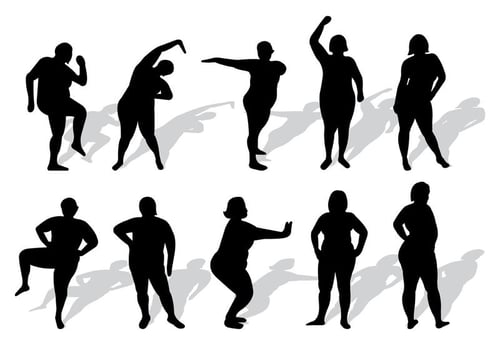Set Of Plus Size Woman Silhouettes Vector