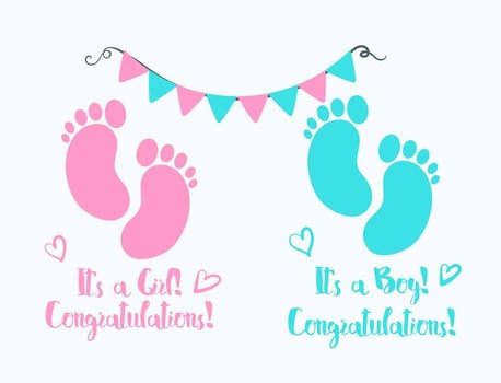 Baby Footprint Birth Announcement Vector