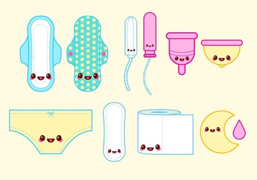Happy Tampon Period Vector Set
