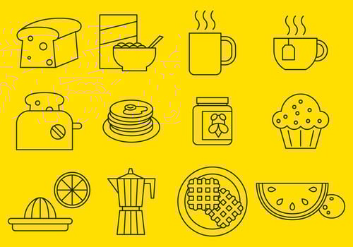 Breakfast Line Icons vector