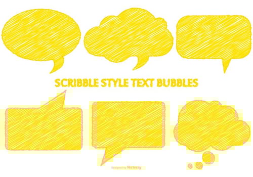 Scribble Style Yellow Speech Bubbles vector