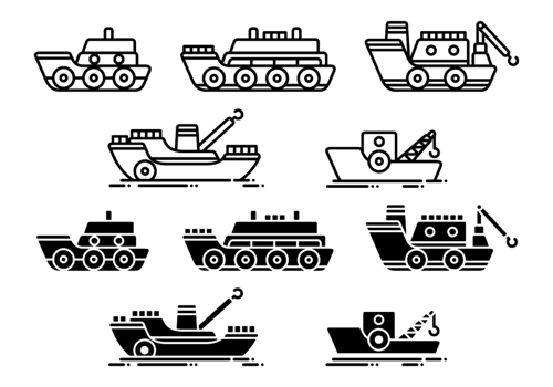 Tugboat Vector Icons