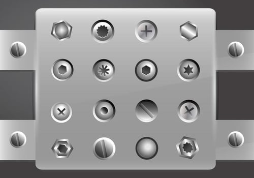 Nail Head Screw metal set vector