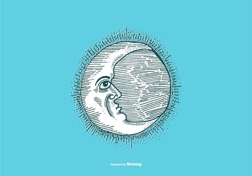 MOON - LINE DRAWING vector