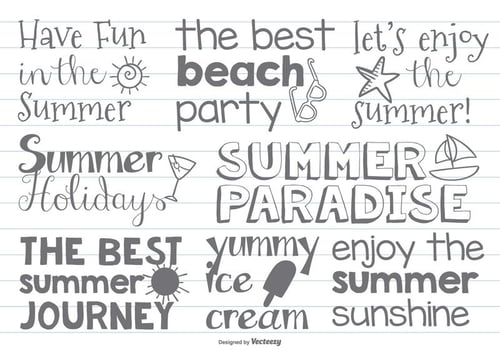 Cute Hand Drawn BeachSummer Labels vector