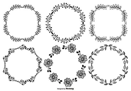 Hand Drawn Style Frames Set vector