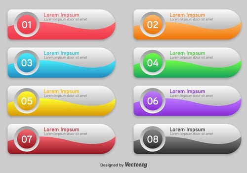 Step By Step Modern Banners With Numbers - Vector