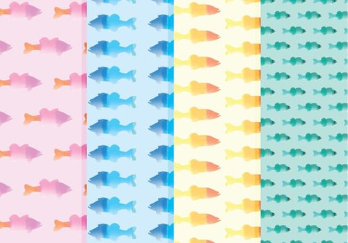 Vector Watercolor Fish Patterns