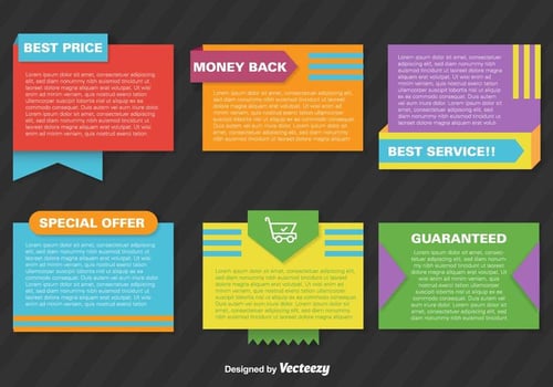 Set Of Vector Promotional Colorful Paper Banners