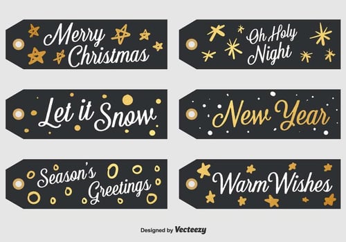 Set Of 6 Black Christmas Labels vector