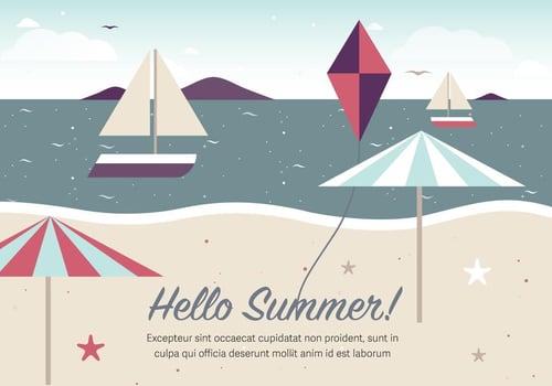 Free Vintage Summer Beach Vector Illustration
