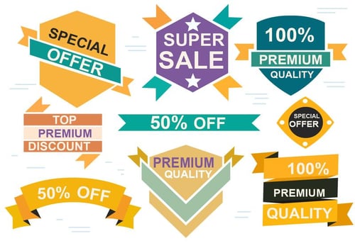 Free Sale Origami Design Vector Labels