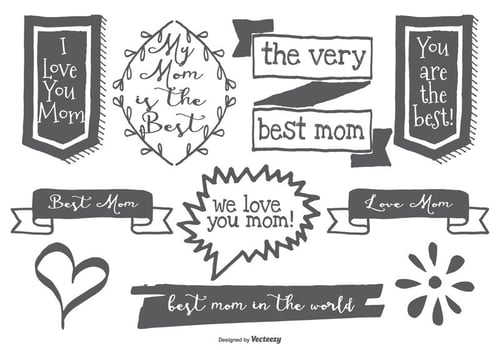 Cute Hand Drawn Mom Labels vector