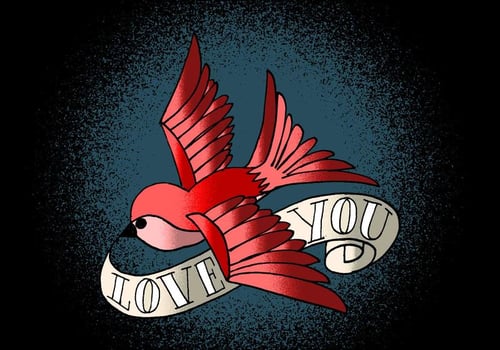 Bird  Banner Tattoo Art vector