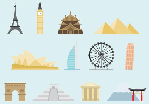 Colorful Monuments Of The World vector