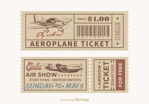 Vector Retro Airplane Tickets